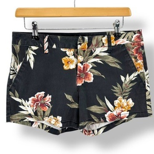 Volcom Frochickie Chino Shortie Shorts Womens Junior Size 28 Black Floral Print